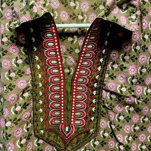 Kurta sleeveless Tunic top Indian style print with collar size M